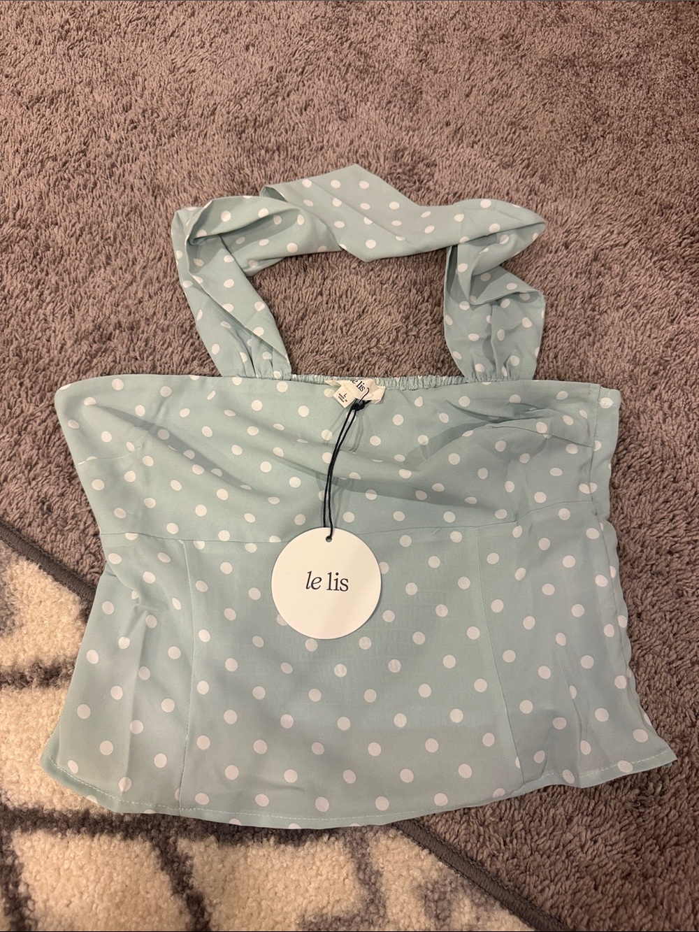 Le Lis Mint Polka Dot Halter Cami